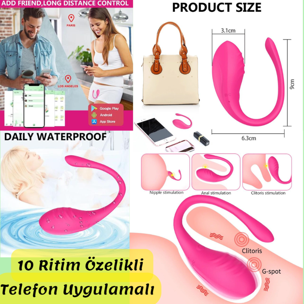 BDR-00 Telefon Uygulamalı 10 Ritimli Çoklu Ülkeden Kontrol Edilebilir Vibratör.