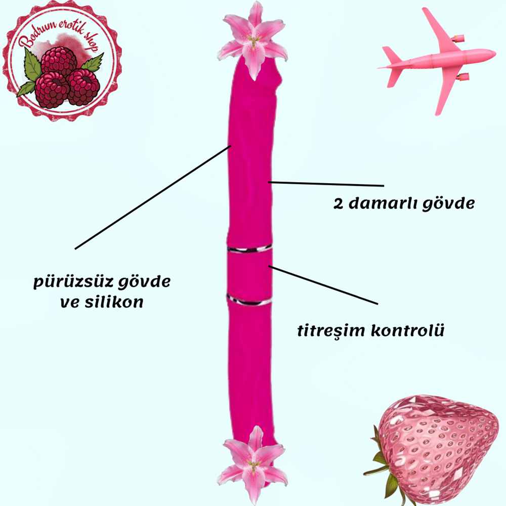 BDR-S156 İpeksi Şarjlı Çift Taraflı Güçlü Titreşimli Yumuşak Esnek Yapıda Çift Yönlü Çiftlere Özel Yapay Penis Vibratör