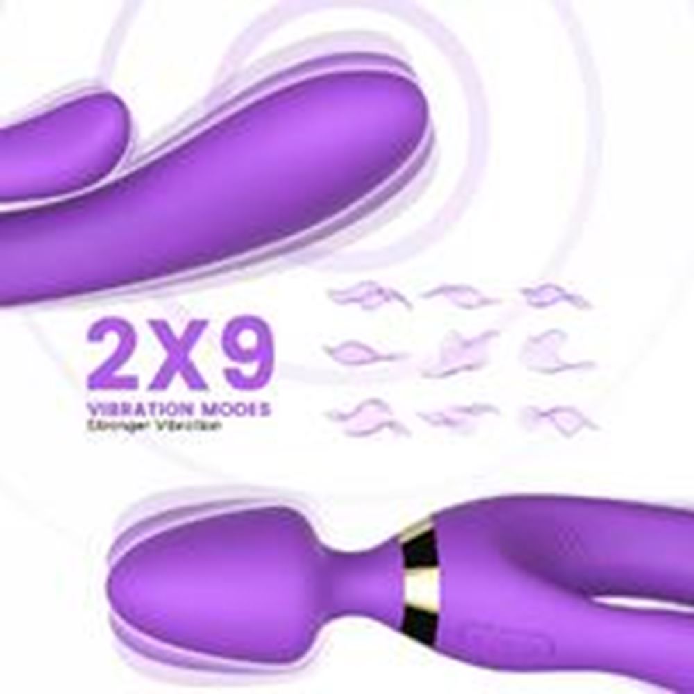 BDR-W05M Manyetik Şarjlı Su Geçirmez Wand Massager 3 in 1 Dildo Vibratör - Mor