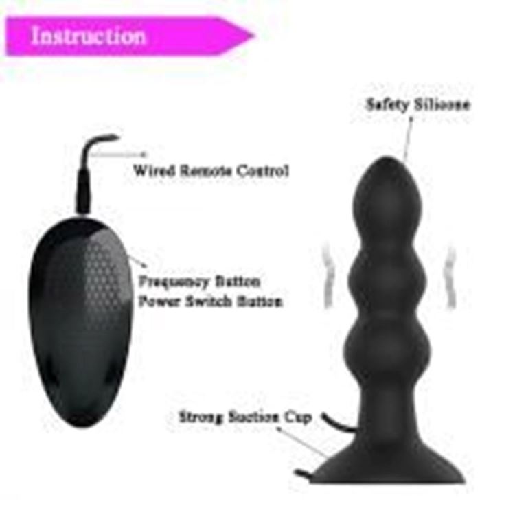 BDR-D1011 zaktan Kumandalı Güçlü Titreşimli Boğumlu Vantuzlu Silikon Anal Plug Vibratör859