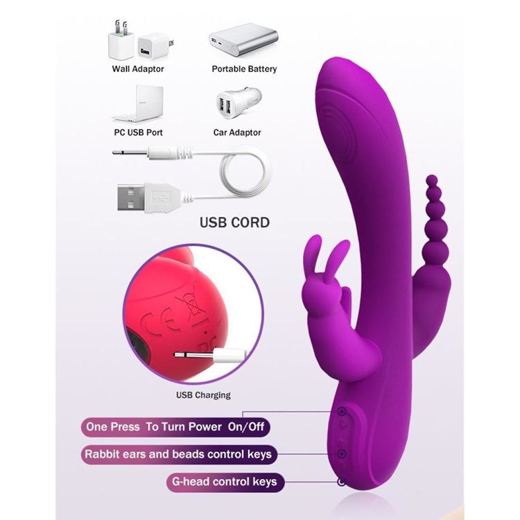 BDR-SGZ003-Klitoris Anal Vajinal Uyarıcı 3 in 1 Rabbit Vibratör