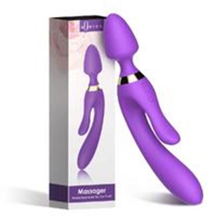 BDR-W05M Manyetik Şarjlı Su Geçirmez Wand Massager 3 in 1 Dildo Vibratör - Mor