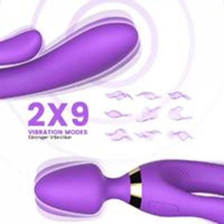 BDR-W05M Manyetik Şarjlı Su Geçirmez Wand Massager 3 in 1 Dildo Vibratör - Mor