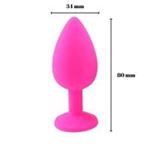 BDR-L0409-2M Parlak Mor Mücevher Taşlı Silikon Pembe Anal Plug M