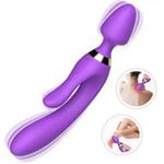 BDR-W05M Manyetik Şarjlı Su Geçirmez Wand Massager 3 in 1 Dildo Vibratör - Mor